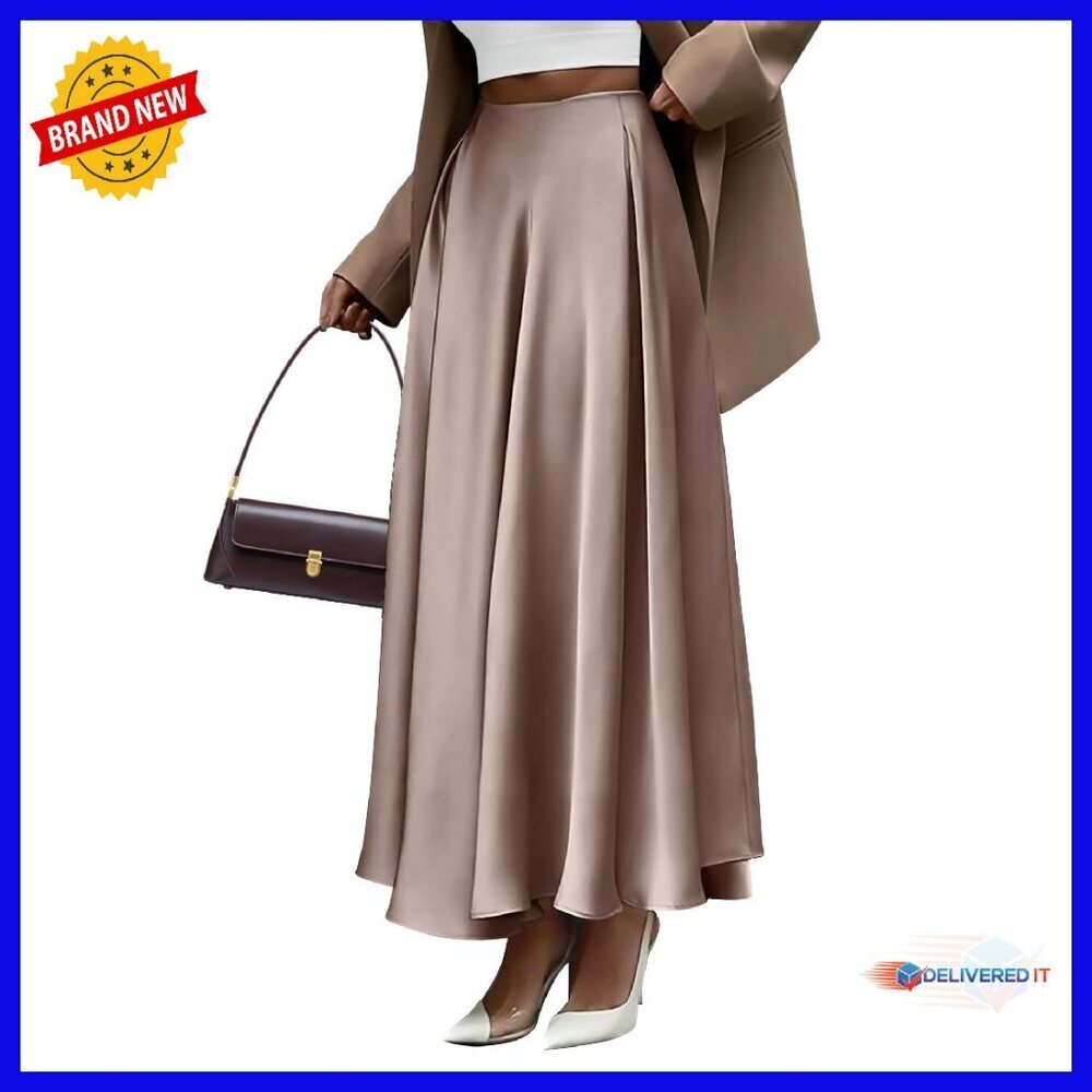 Elegant Satin Maxi Skirt High Waisted A-Line Formal Night Out